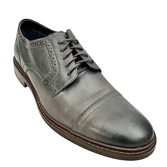 Cole Haan Mens Colton Oxford Dress Shoes Gray Leather Cap Toe Lace Up 9 M Used - Picture 2 of 10